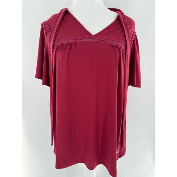 Adrienne Vittadini Top Blouse Size XL Red Neck Tie Classic Career Office Dressy‌ - Picture 2 of 16